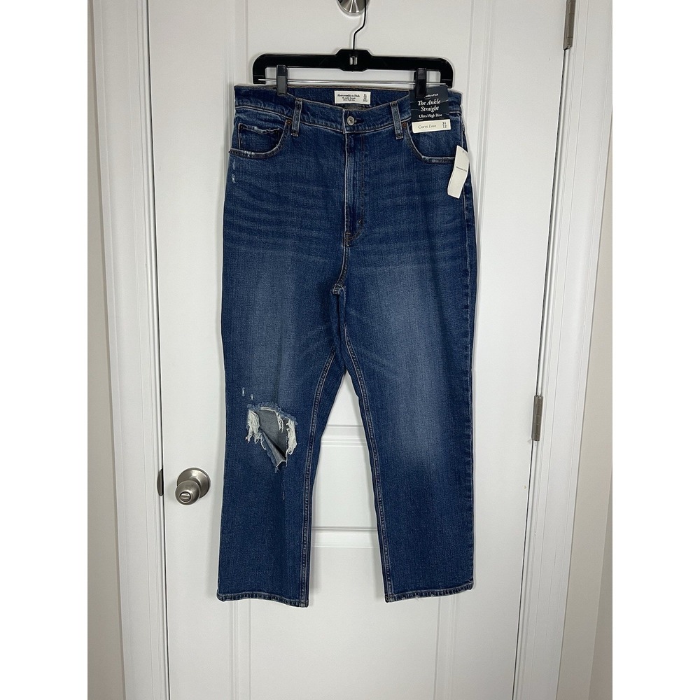 Women's Abercrombie & Fitch Ankle Straight Ultra High Rise Curve Jeans 31/12 NWT